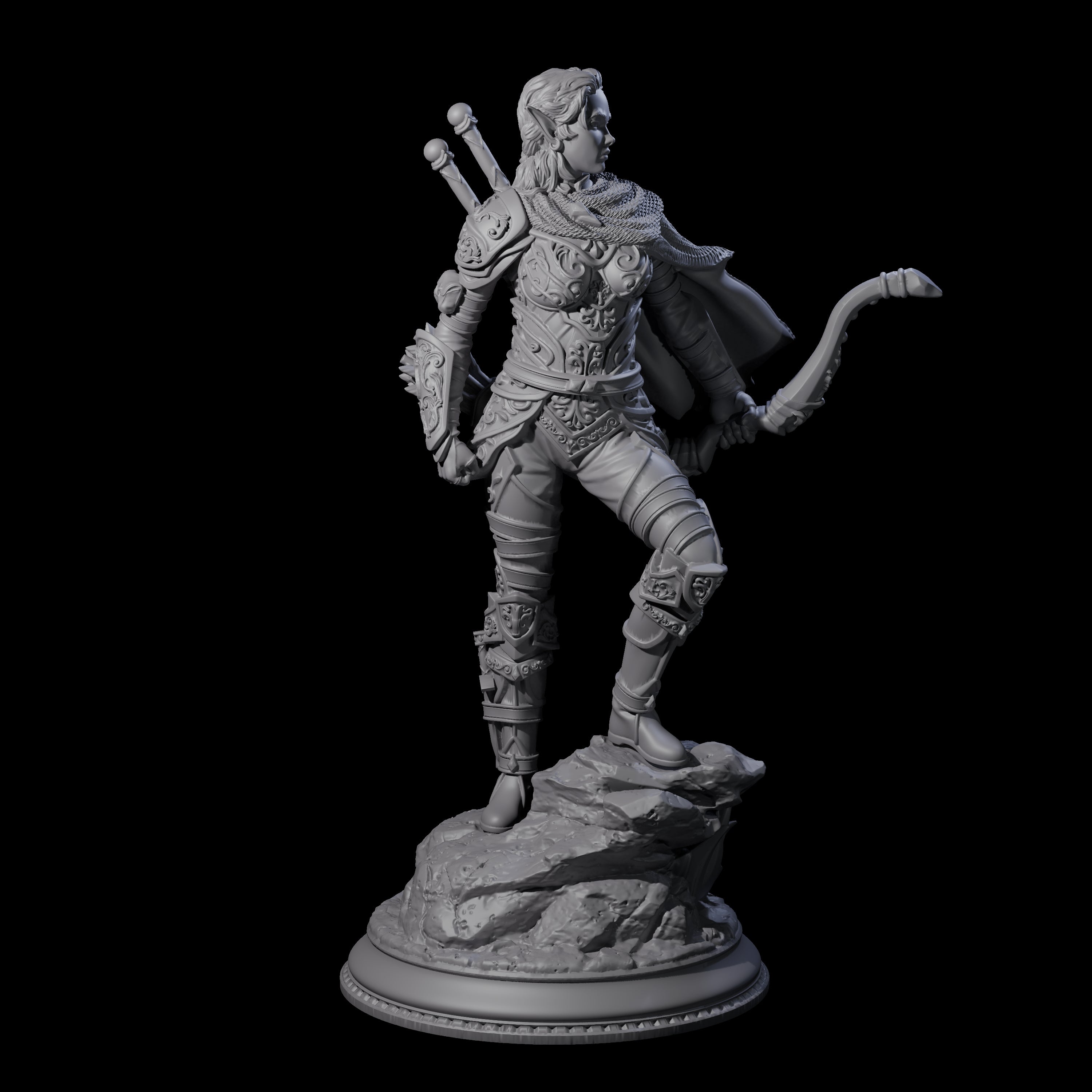 Young Elf Hunter Miniature for Dungeons and Dragons, Pathfinder or other TTRPGs