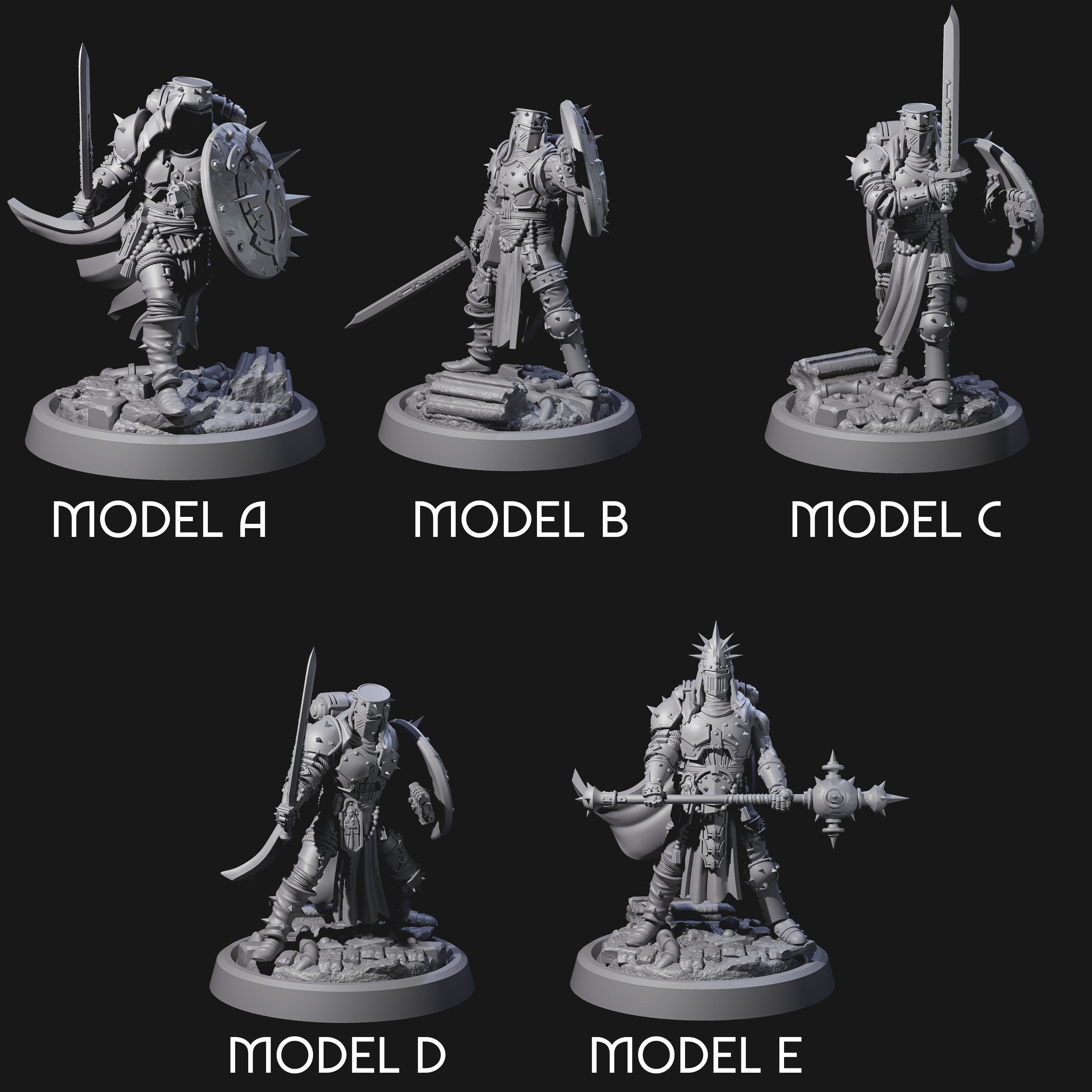 Zealous Human Crusaders Miniature for Dungeons and Dragons, Pathfinder or other TTRPGs
