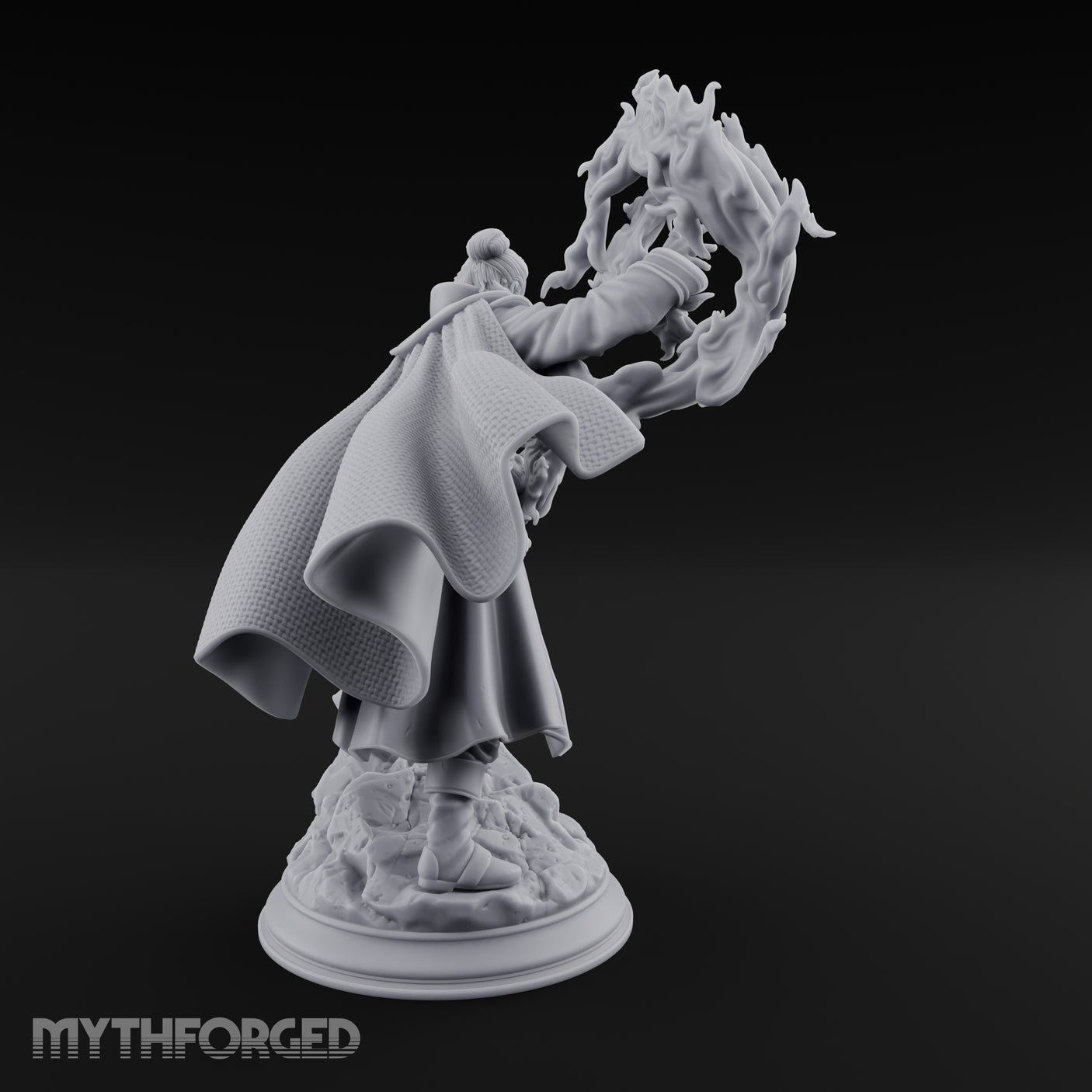 Swirling Flames Human Wizard Miniature for Dungeons and Dragons, Pathfinder or other TTRPGs