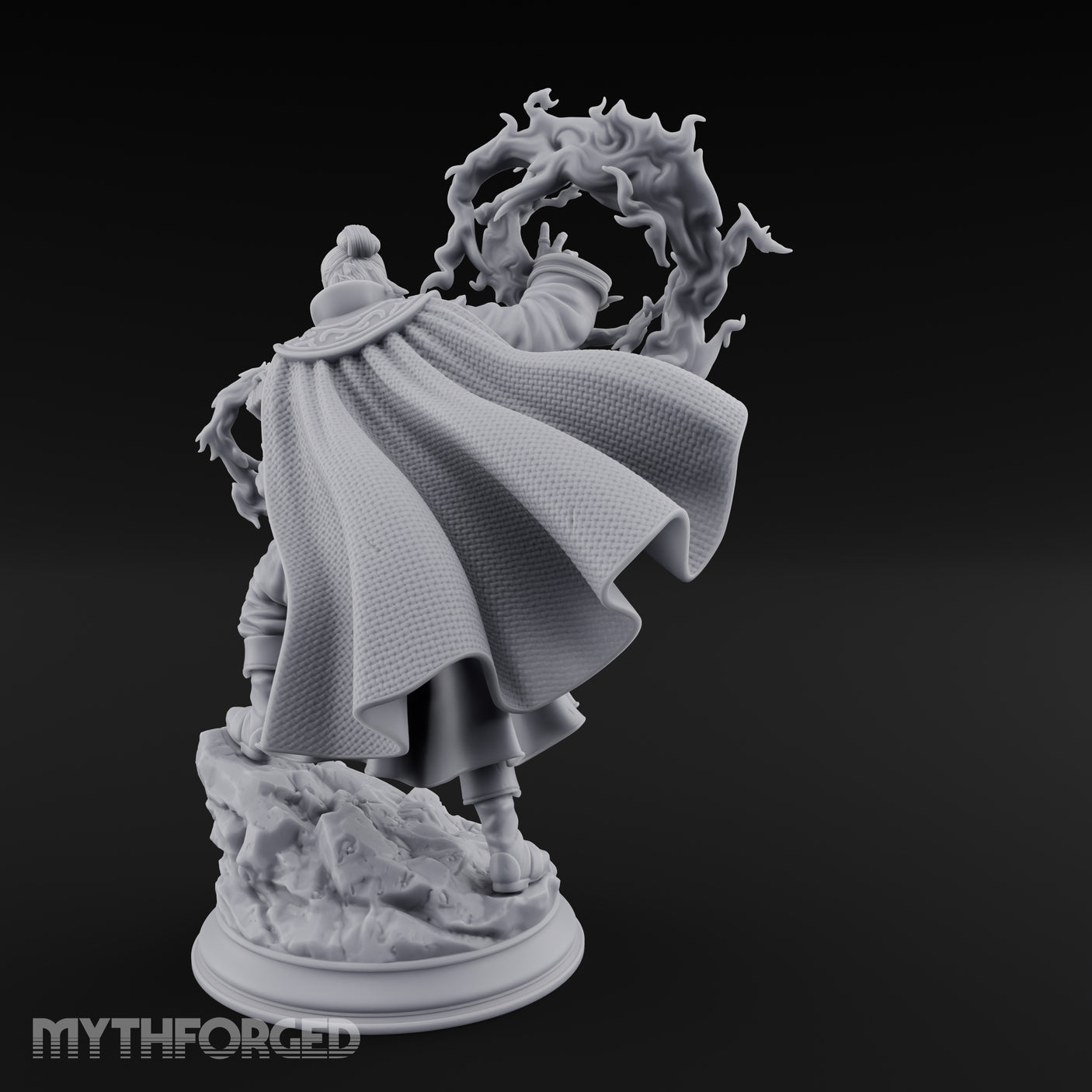 Swirling Flames Human Wizard Miniature for Dungeons and Dragons, Pathfinder or other TTRPGs