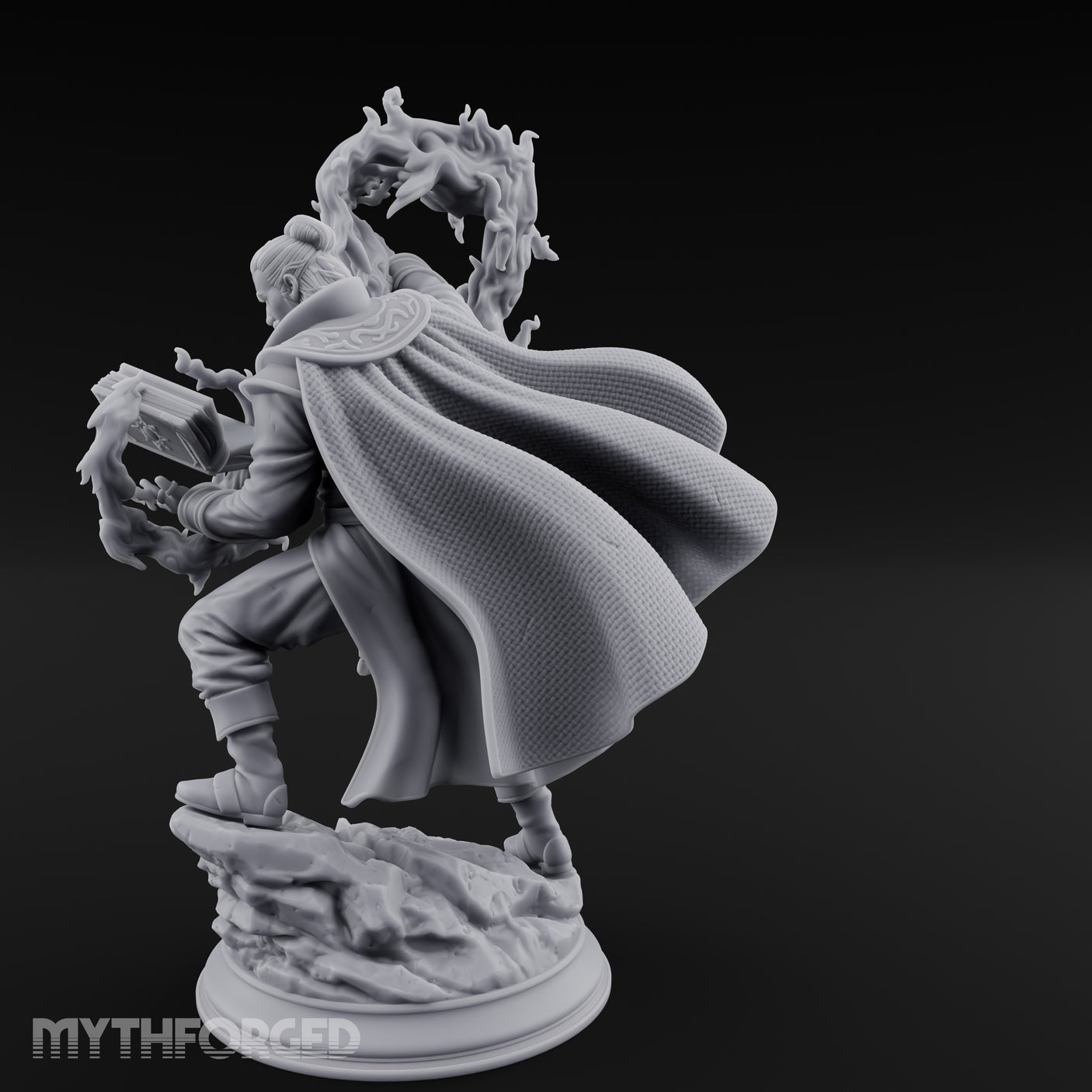 Swirling Flames Human Wizard Miniature for Dungeons and Dragons, Pathfinder or other TTRPGs