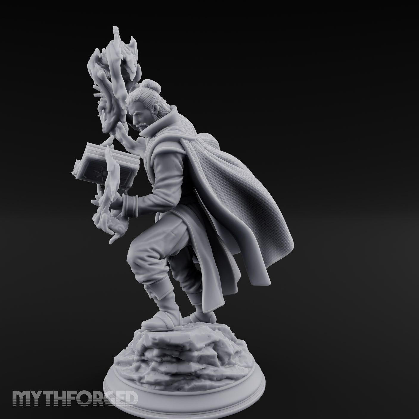 Swirling Flames Human Wizard Miniature for Dungeons and Dragons, Pathfinder or other TTRPGs
