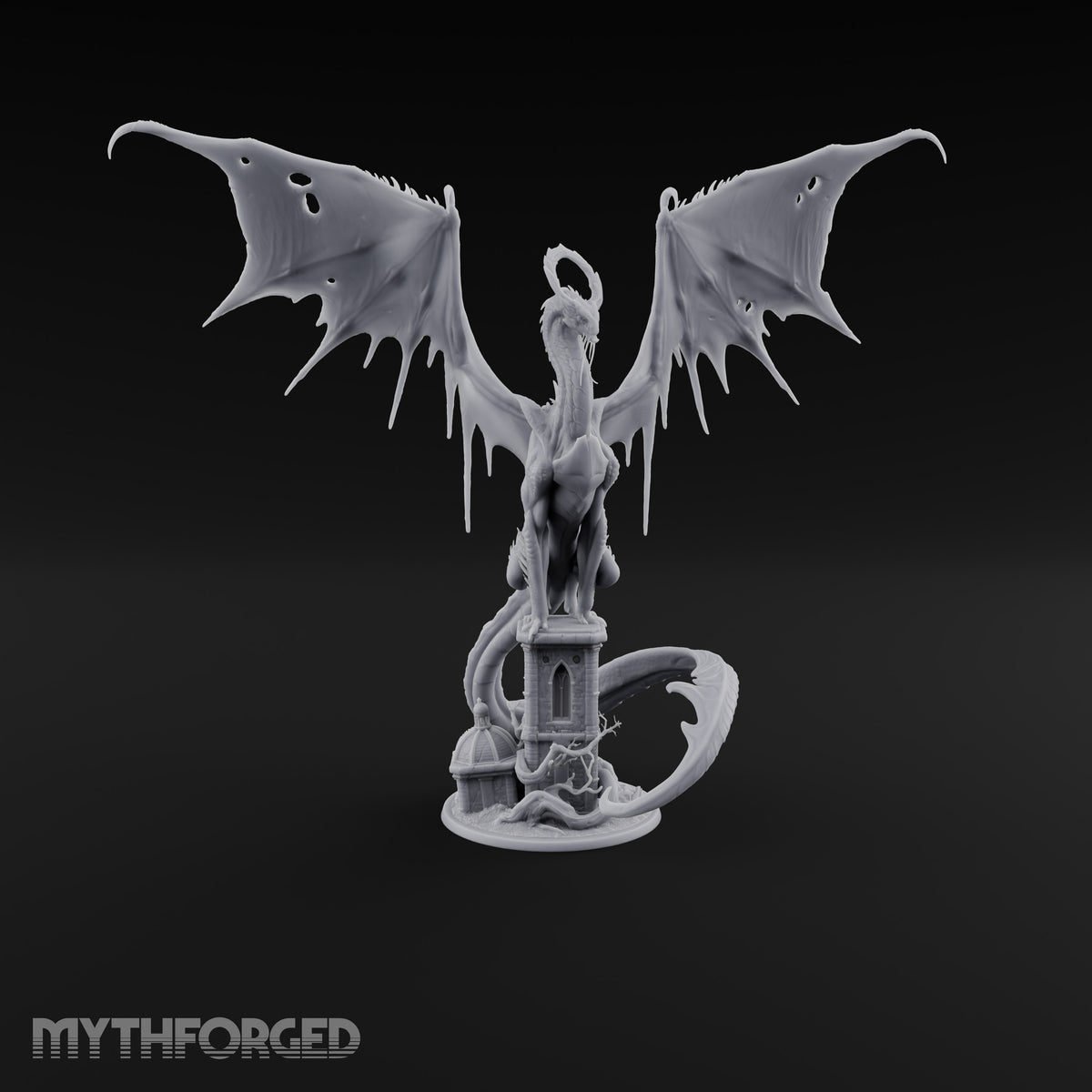 Halo Effect Spirit Dragon on Ruined Tower