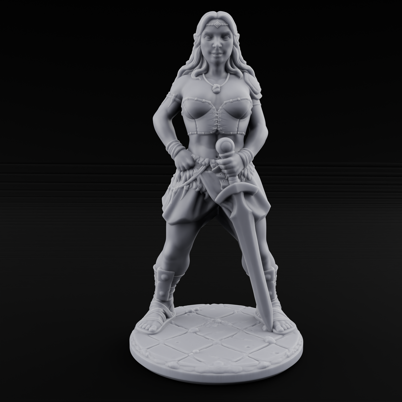Hands On Hips Human Fighters Miniature for Dungeons and Dragons, Pathfinder or other TTRPGs