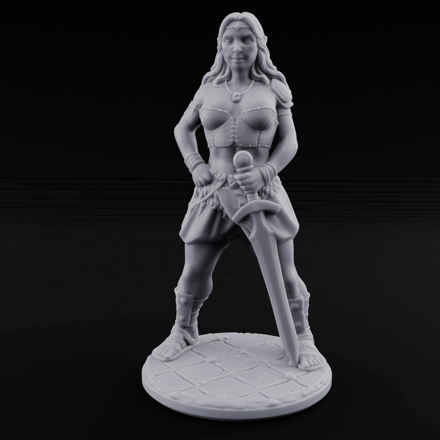 Hands On Hips Human Fighters Miniature for Dungeons and Dragons, Pathfinder or other TTRPGs