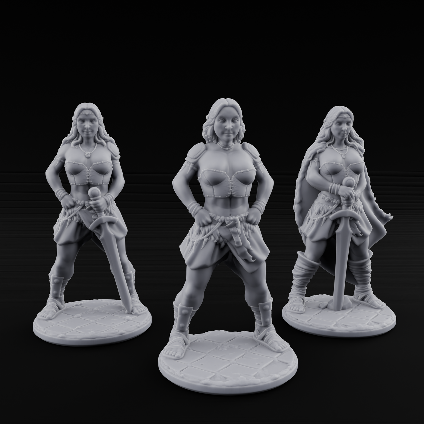 Hands On Hips Human Fighters Miniature for Dungeons and Dragons, Pathfinder or other TTRPGs