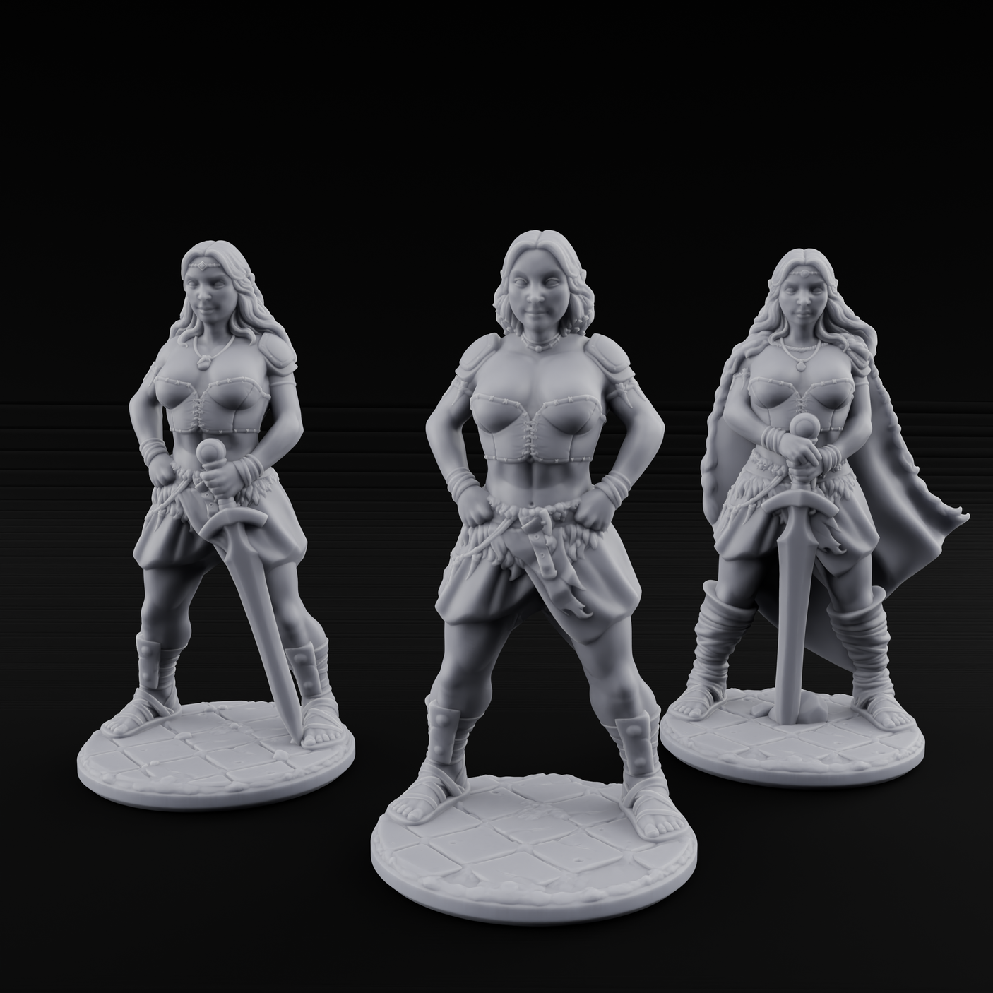 Hands On Hips Human Fighters Miniature for Dungeons and Dragons, Pathfinder or other TTRPGs