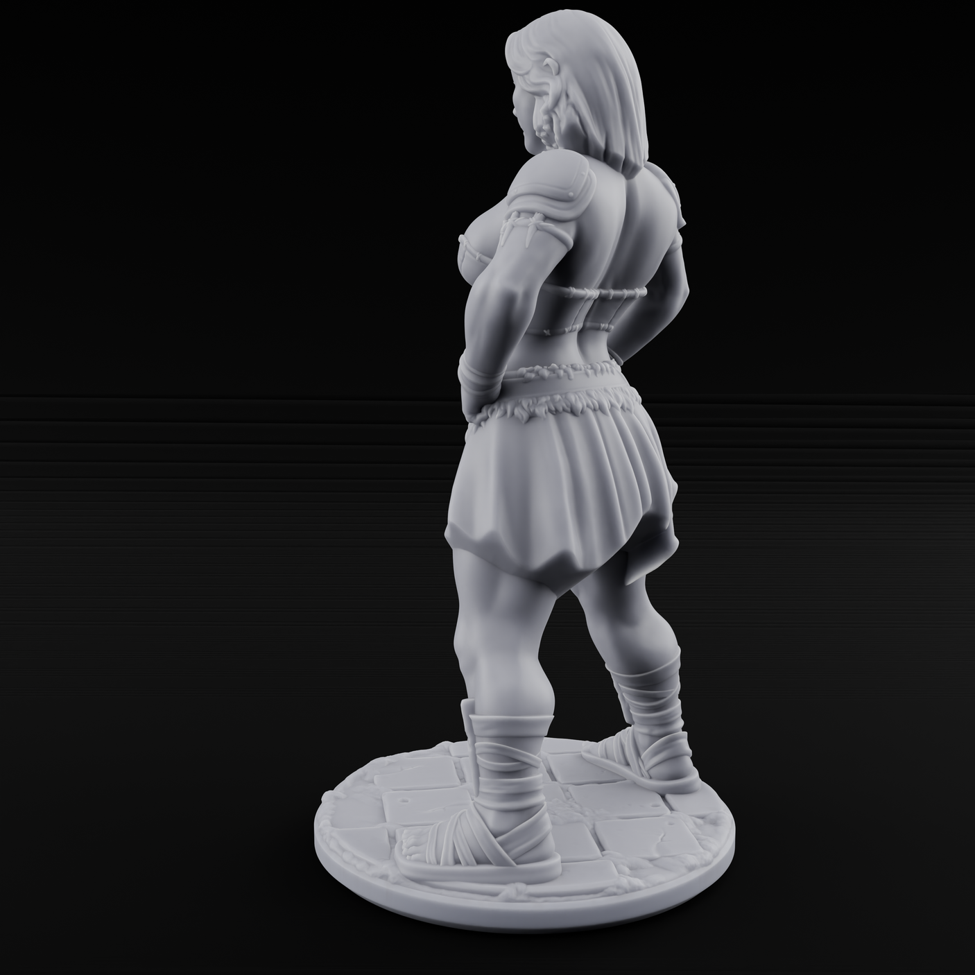 Hands On Hips Human Fighter C Miniature for Dungeons and Dragons, Pathfinder or other TTRPGs