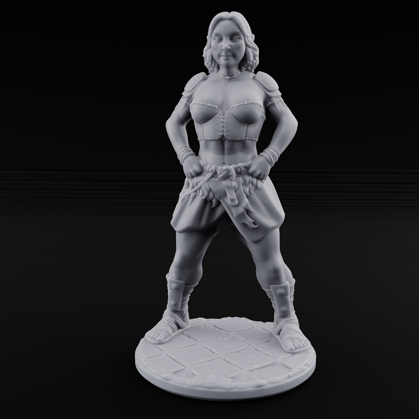 Hands On Hips Human Fighters Miniature for Dungeons and Dragons, Pathfinder or other TTRPGs