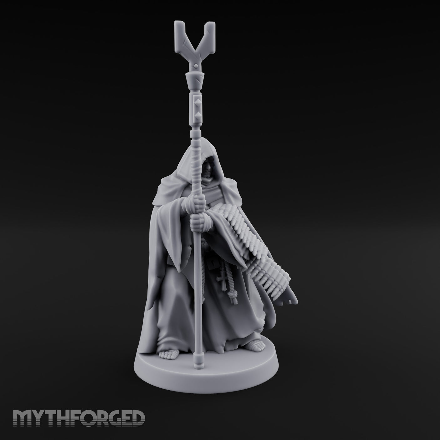 Ammo Draped Fork Staff Gripping Human Monk gallery 1