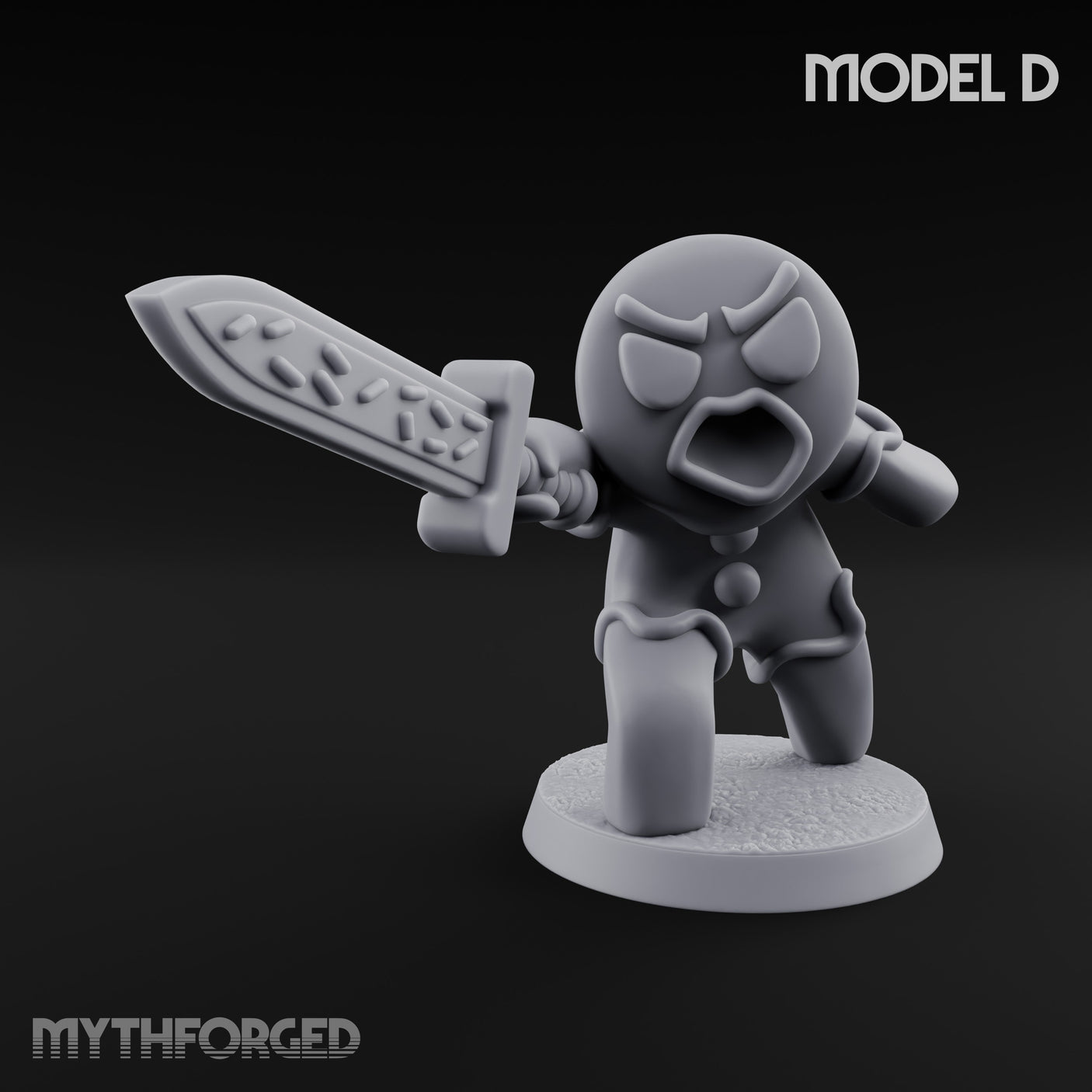 Angry Brawling Gingerbread Warrior D Miniature for Dungeons and Dragons, Pathfinder or other TTRPGs