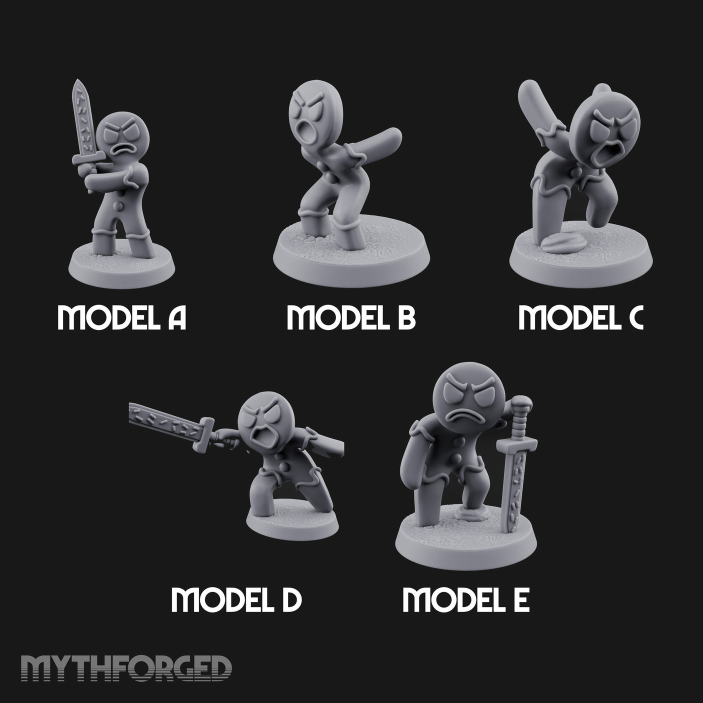 Angry Brawling Gingerbread Warriors Miniature for Dungeons and Dragons, Pathfinder or other TTRPGs