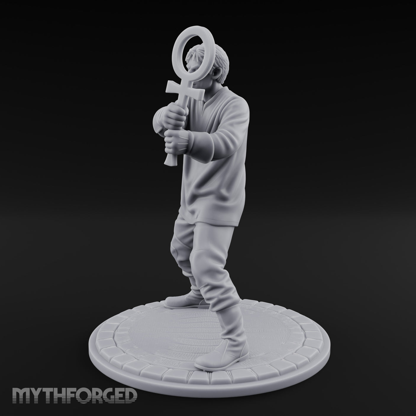 Ankh Brandishing Human Fanatic Miniature for Dungeons and Dragons, Pathfinder or other TTRPGs