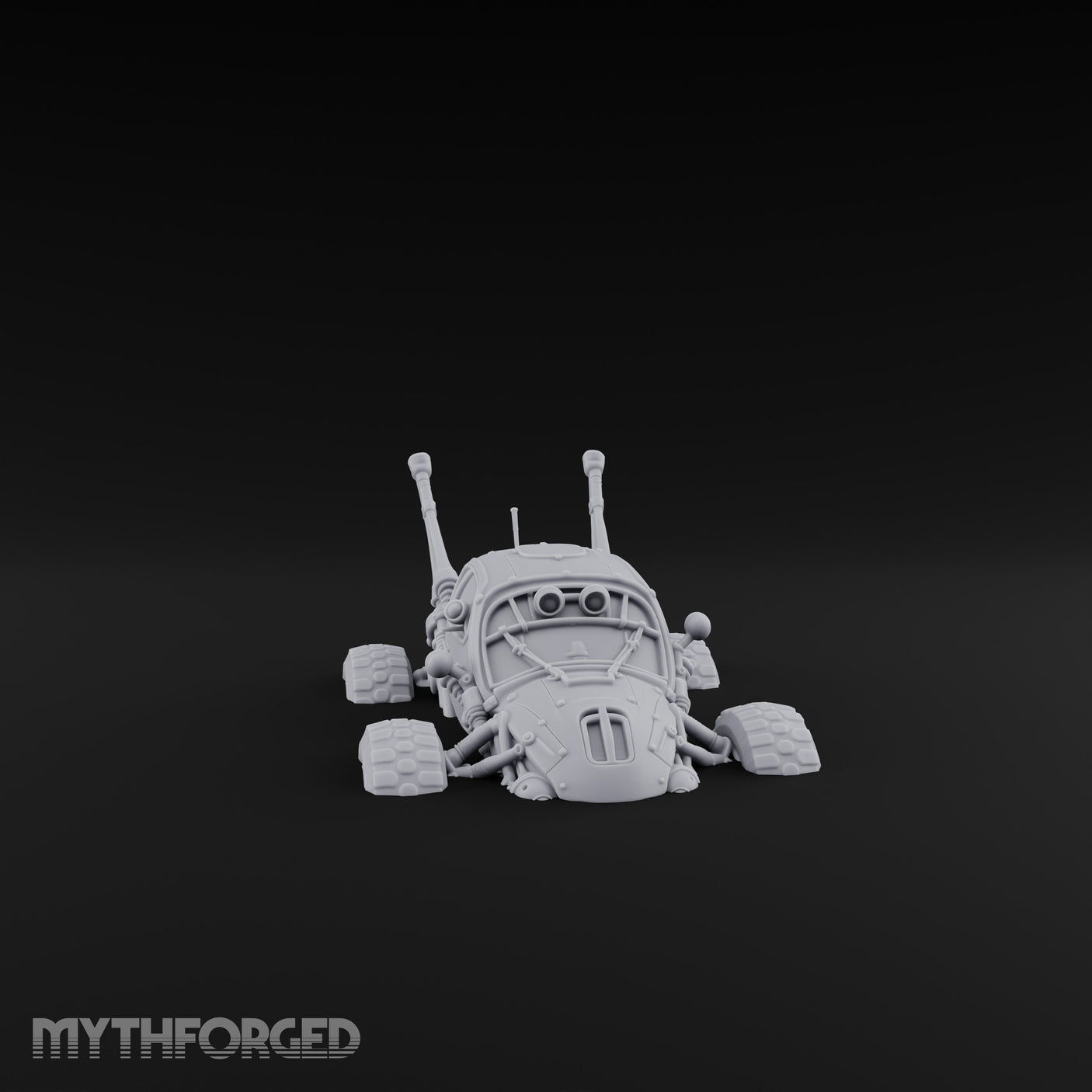 Antenna-Bristling Chunky-Wheeled Scout Buggy Miniature for Dungeons and Dragons, Pathfinder or other TTRPGs