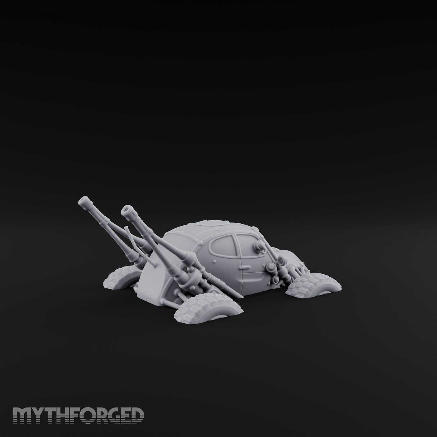 Antenna-Bristling Chunky-Wheeled Scout Buggy Miniature for Dungeons and Dragons, Pathfinder or other TTRPGs