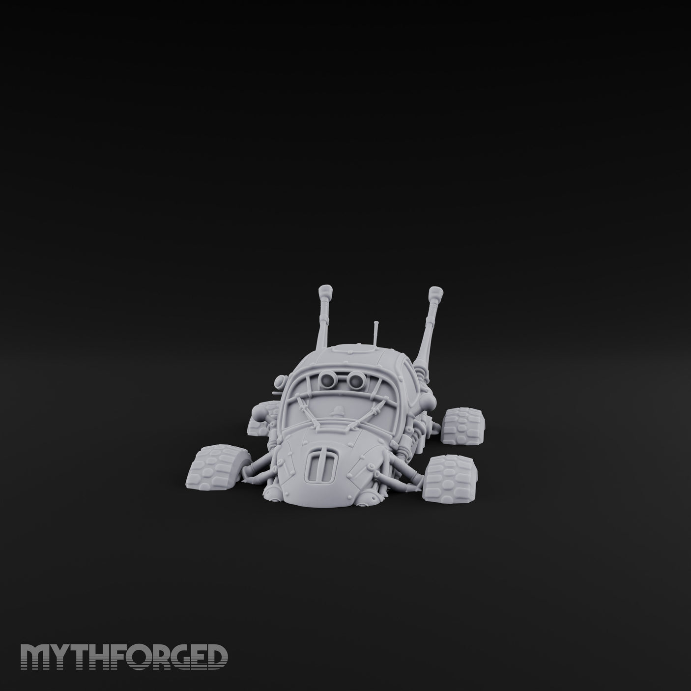 Antenna-Bristling Chunky-Wheeled Scout Buggy Miniature for Dungeons and Dragons, Pathfinder or other TTRPGs