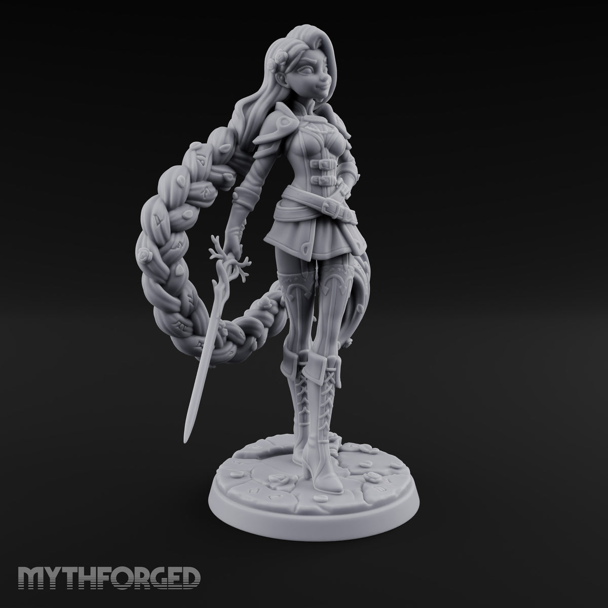 Hand on Hip, Braid in Orbit Human Swordswoman