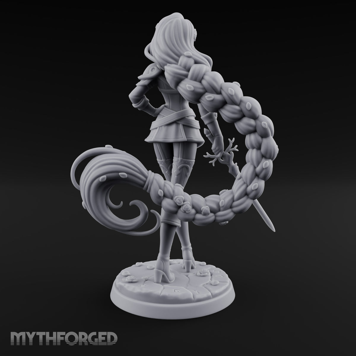 Hand on Hip, Braid in Orbit Human Swordswoman