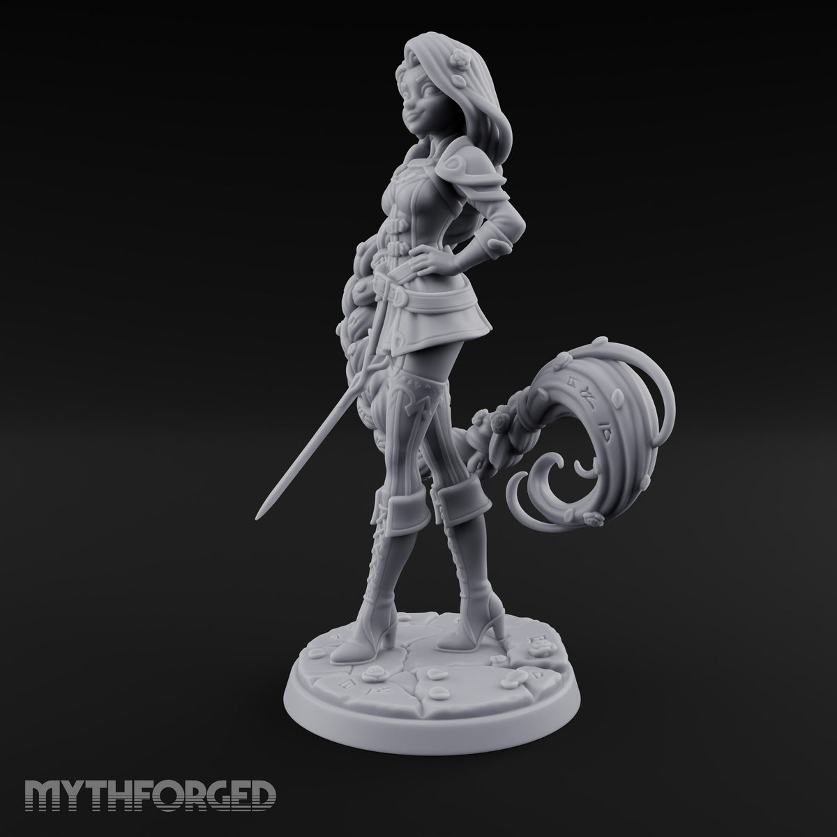 Hand on Hip, Braid in Orbit Human Swordswoman