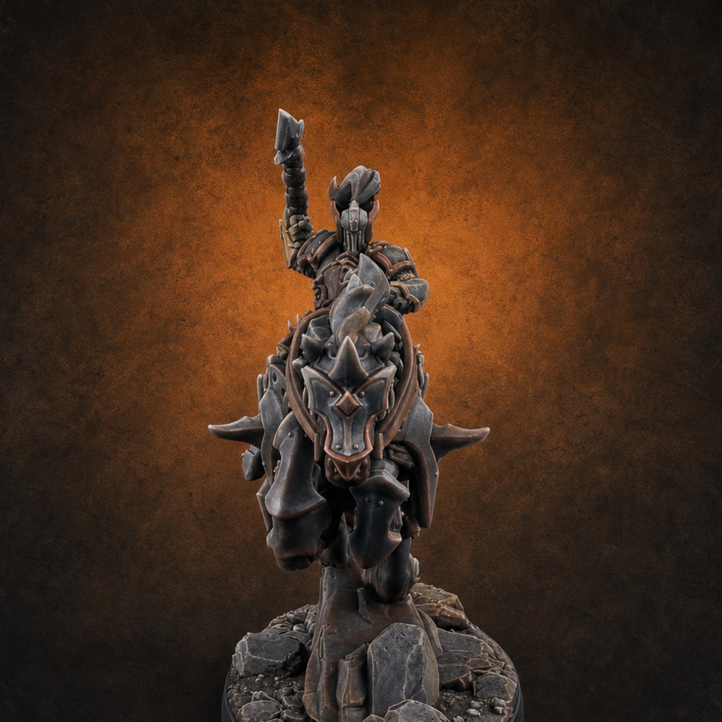 Fist Raised Triumphant War Stallion Warlord A — painted concept preview (miniature supplied unpainted)