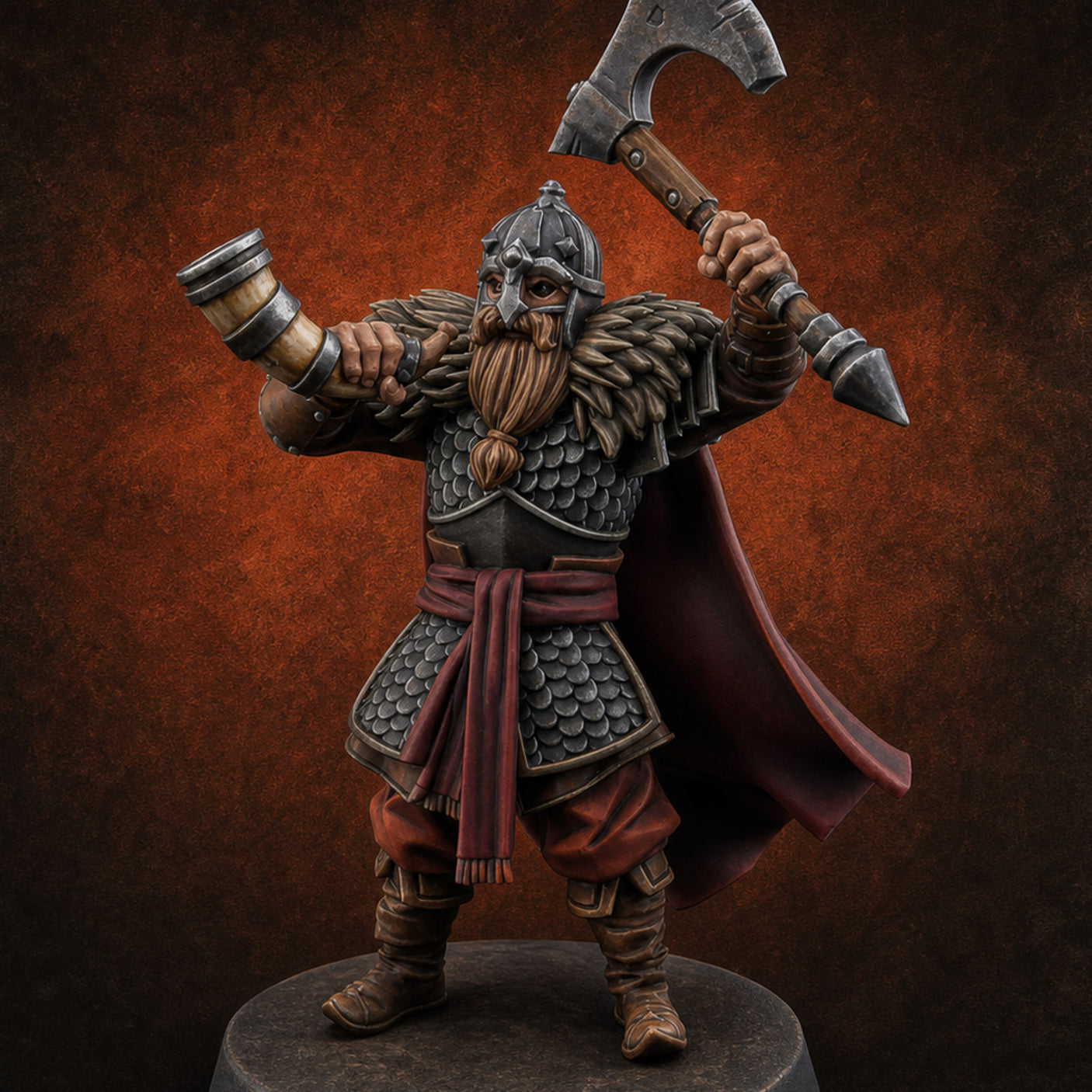 Horn Raising Rallying Chieftain Miniature for Dungeons and Dragons, Pathfinder or other TTRPGs