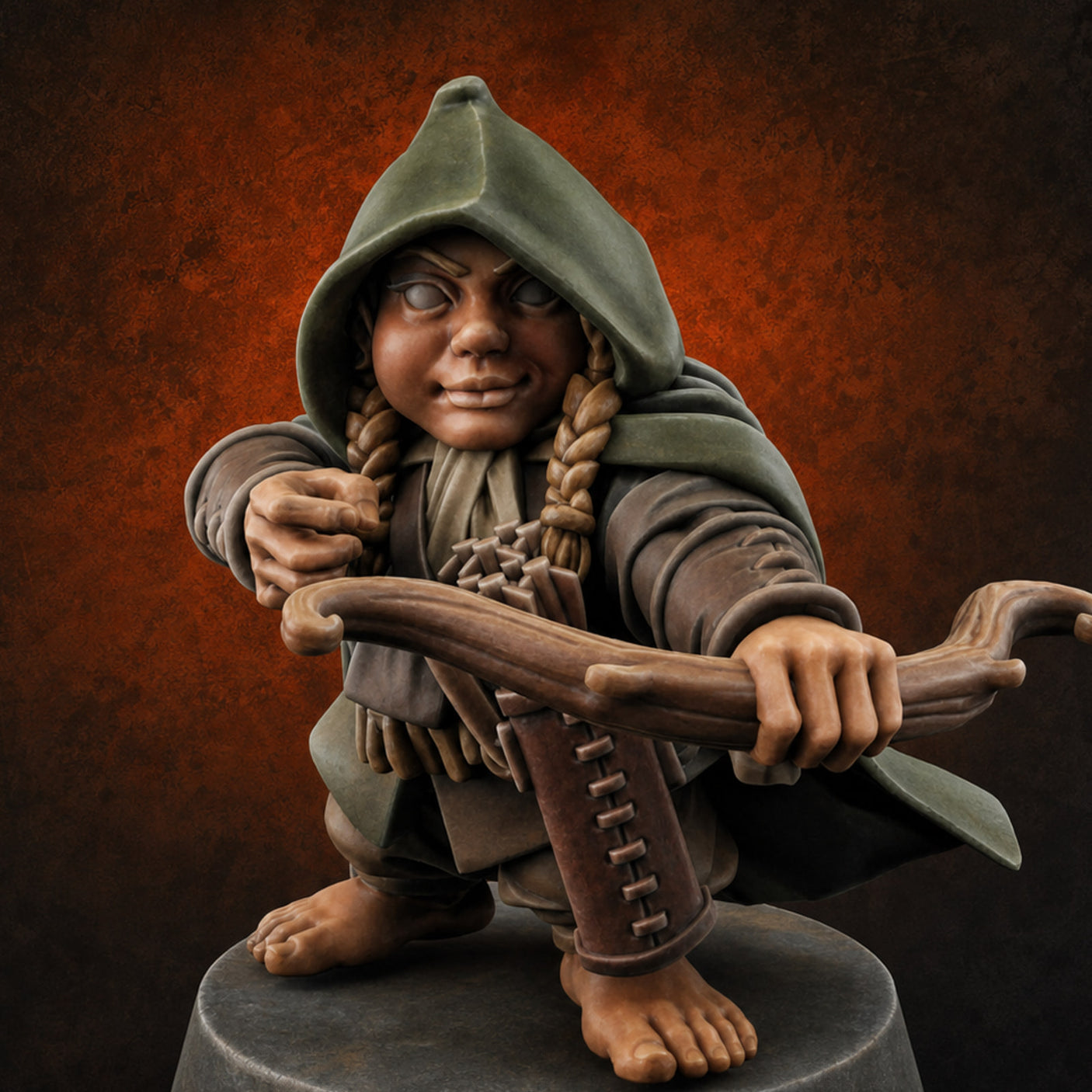 Bow Drawn Steady Halfling Archers B — painted concept preview (miniature supplied unpainted)
