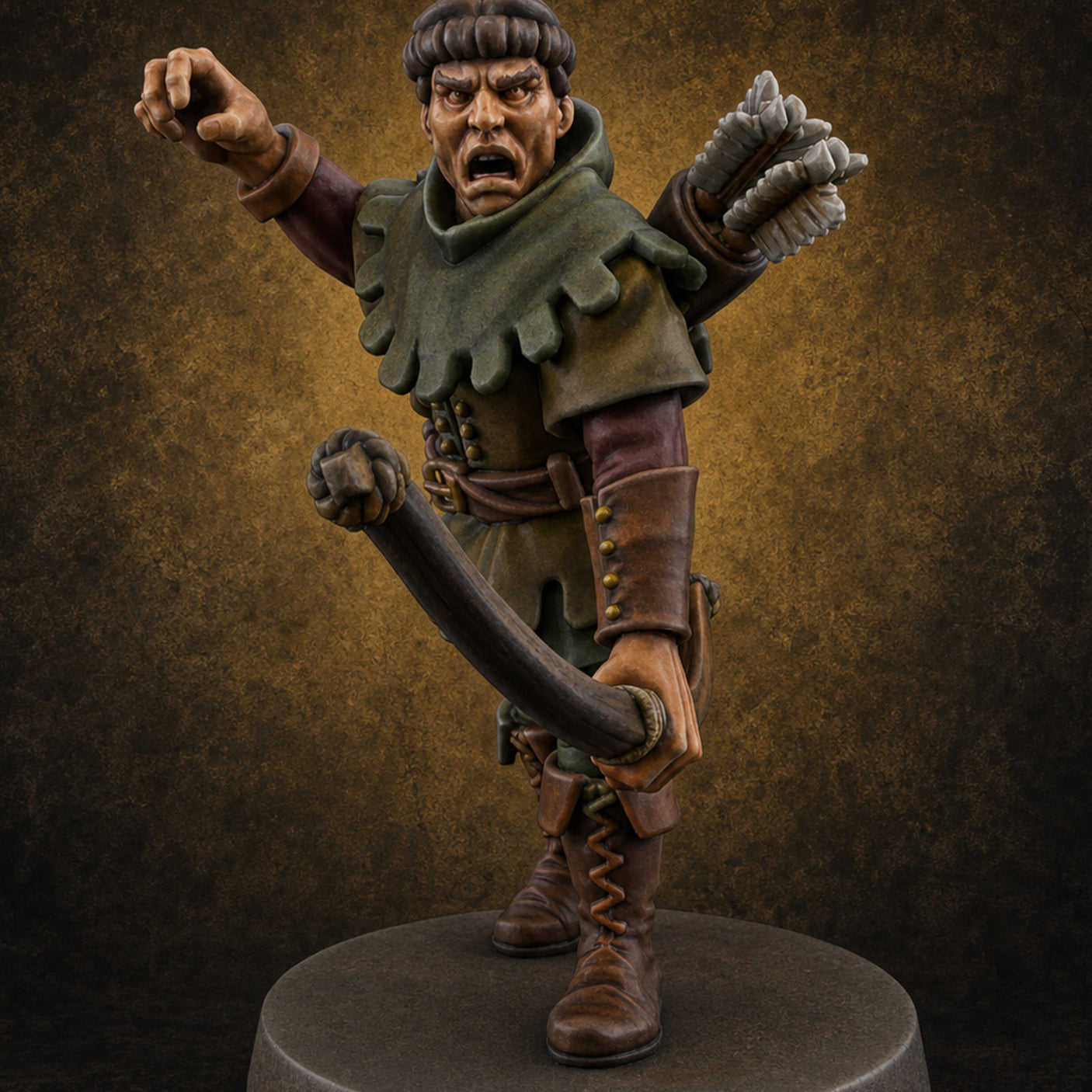 Miffed Human Archer — painted concept preview (miniature supplied unpainted)