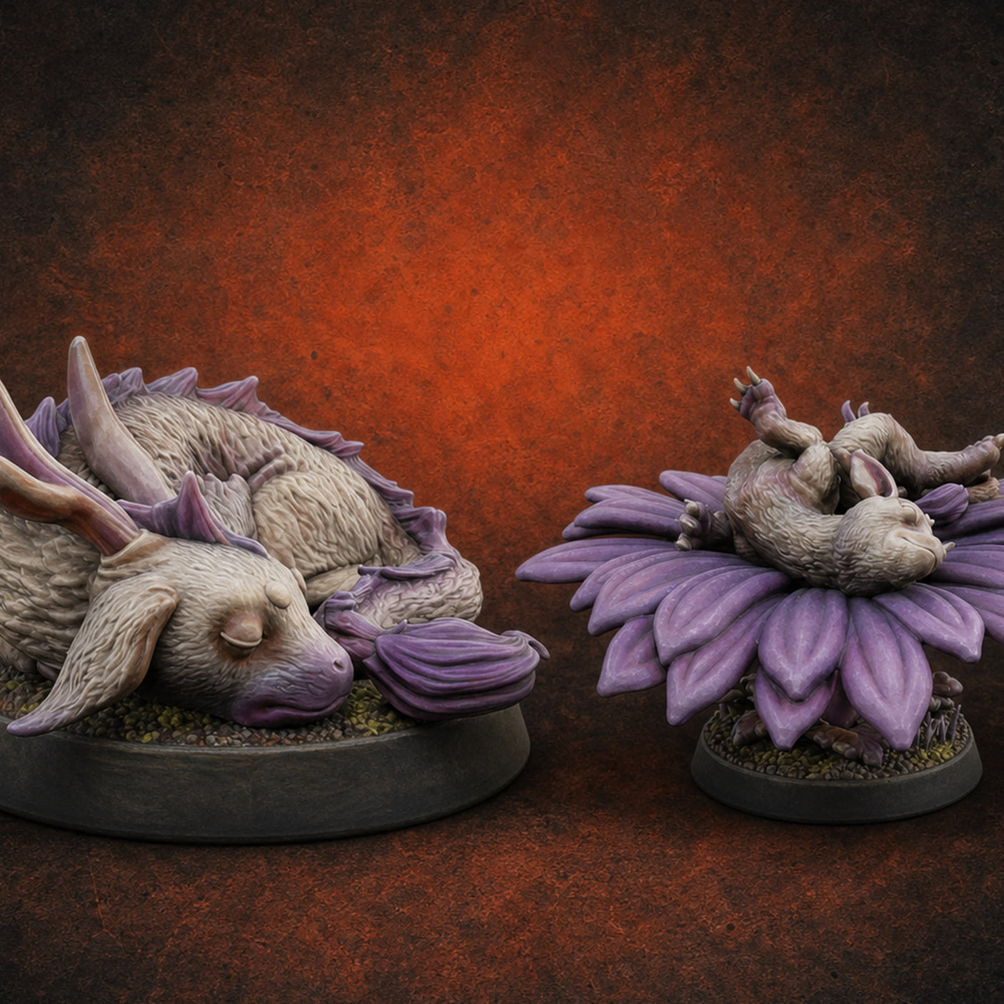 Curled Up Slumbering Faerie Dragon Wyrmling — painted concept preview (miniature supplied unpainted)