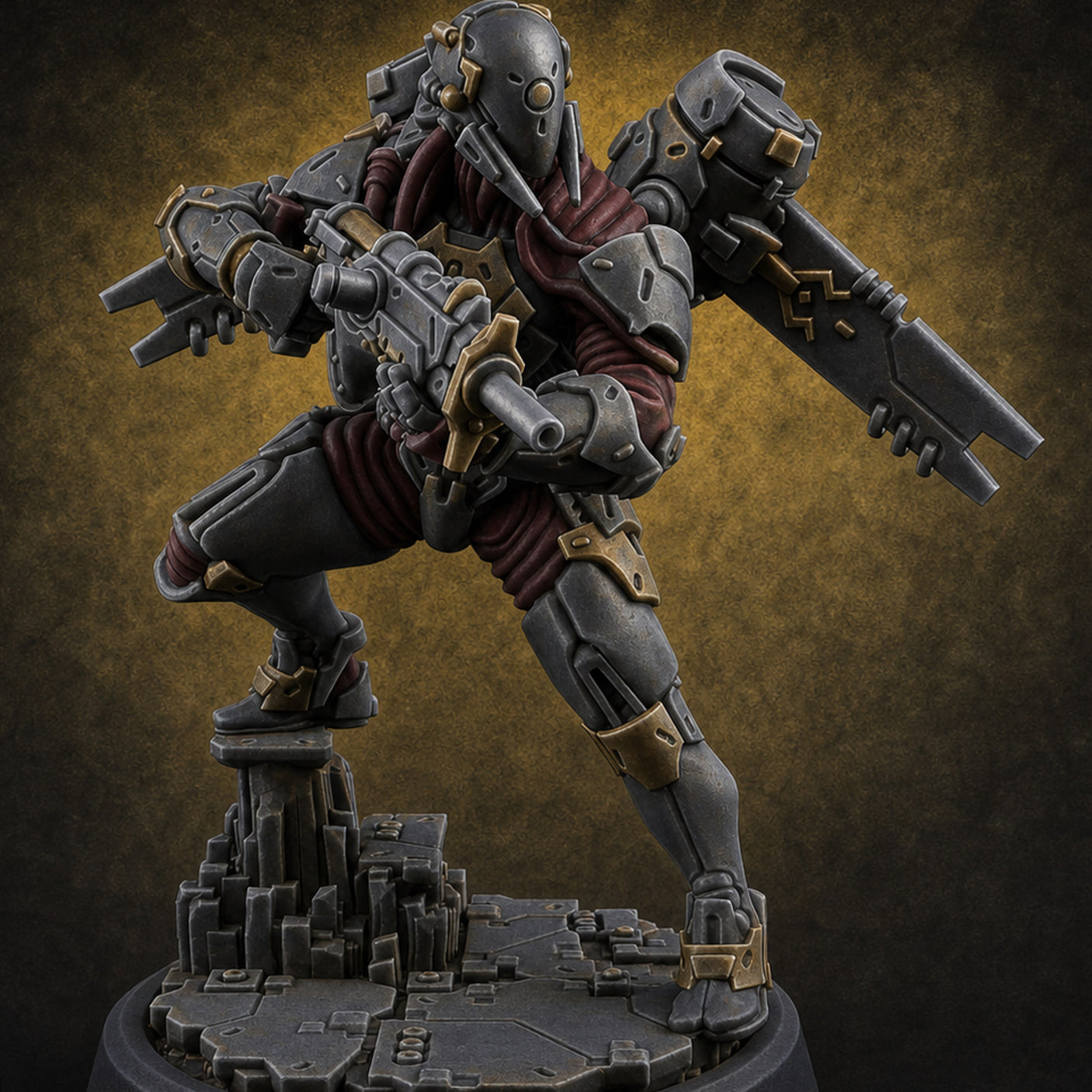 Gun Toting Leaping Warforged Trooper F — painted concept preview (miniature supplied unpainted)