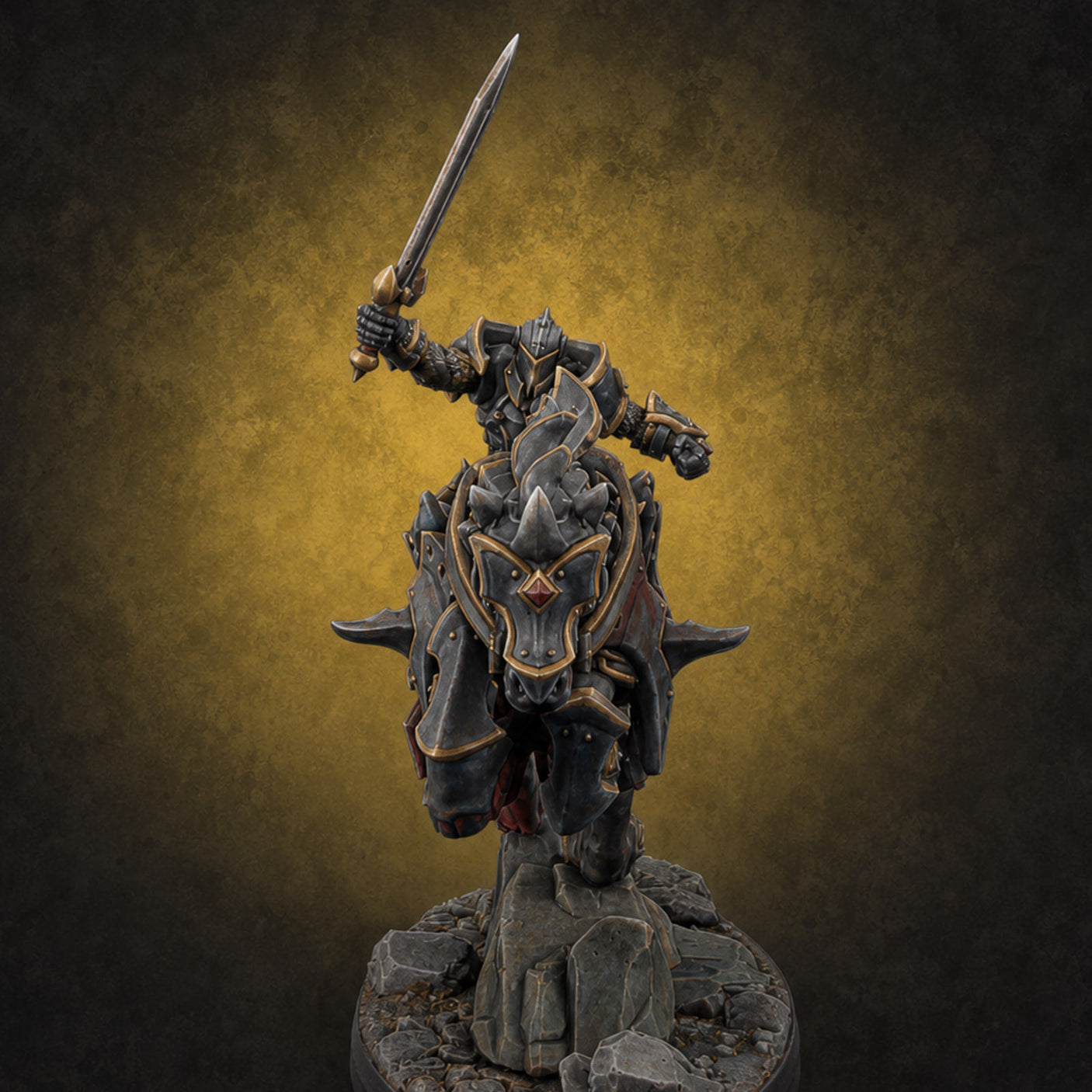 Fist Raised Triumphant War Stallion Warlord G — painted concept preview (miniature supplied unpainted)