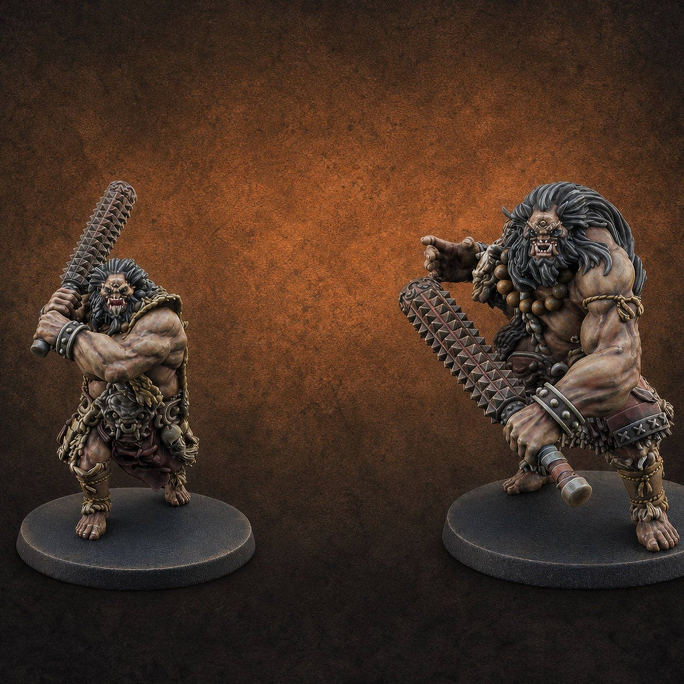 Club Swinging Brutish Ogre Set Miniature for Dungeons and Dragons, Pathfinder or other TTRPGs