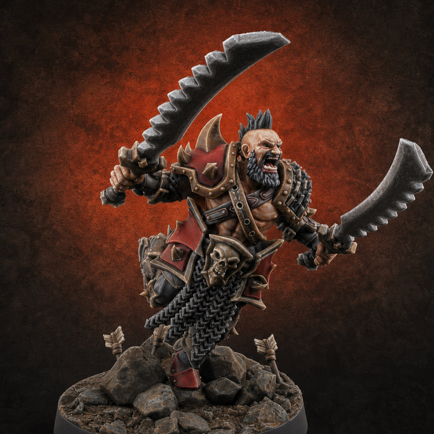 Axe Held High Ornate Human Warlords C — painted concept preview (miniature supplied unpainted)