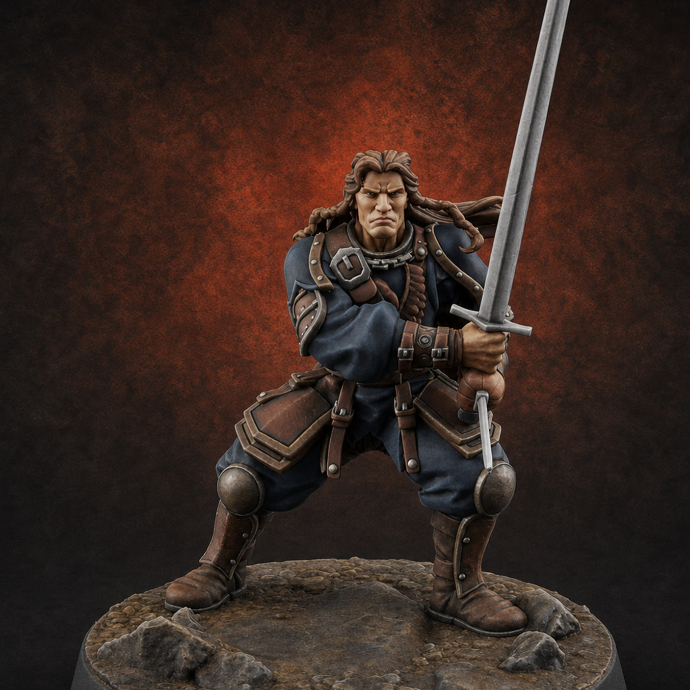 Stance Widened Blade Ready Human Warrior Miniature for Dungeons and Dragons, Pathfinder or other TTRPGs