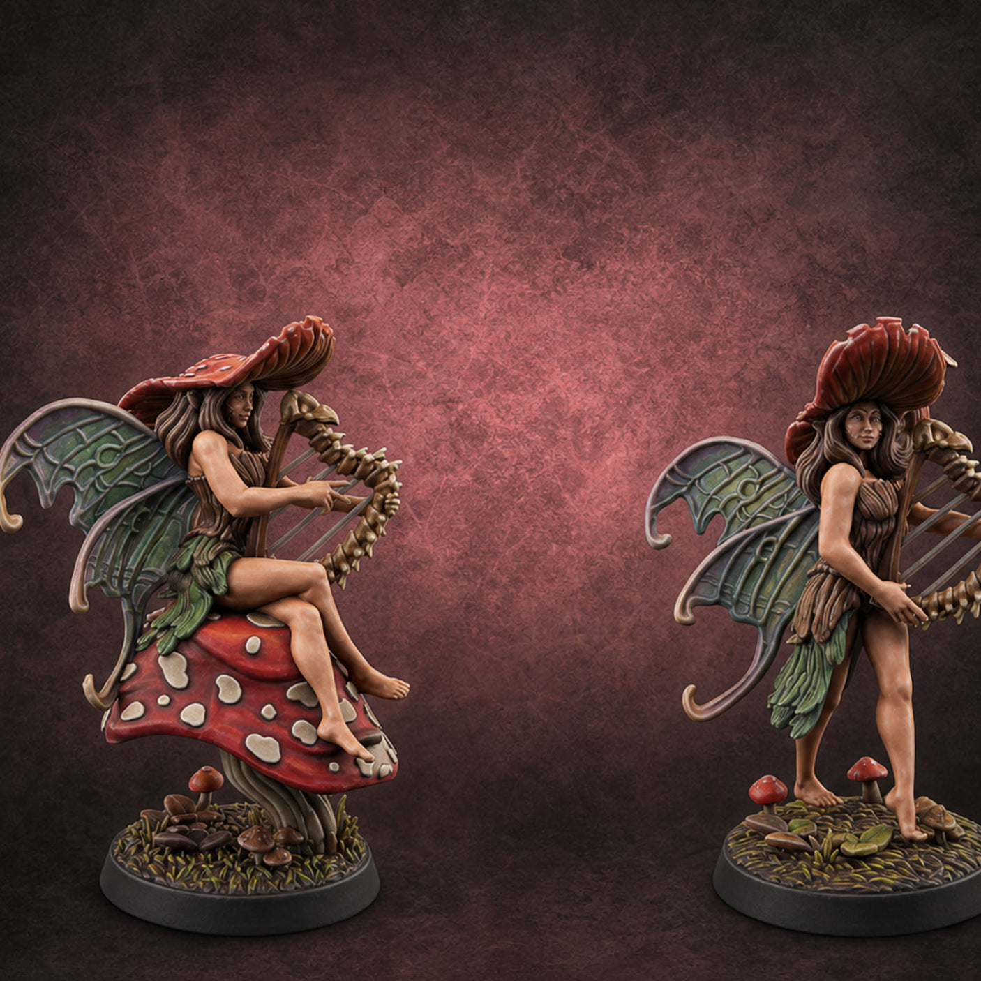 Harp Strumming Pixie Minstrels Miniature for Dungeons and Dragons, Pathfinder or other TTRPGs