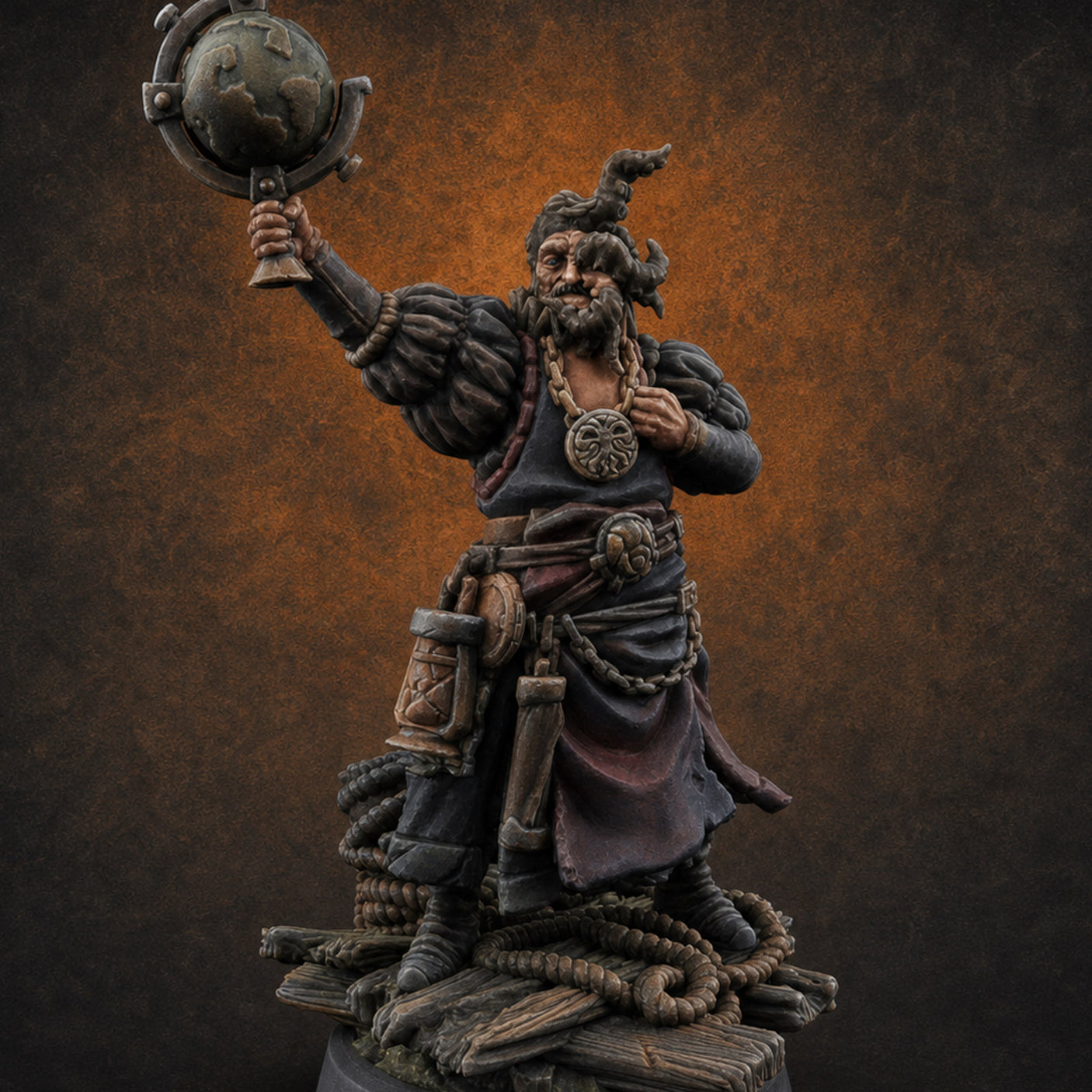 Tentacle Lashing Lantern Raising Cultist D — painted concept preview (miniature supplied unpainted)