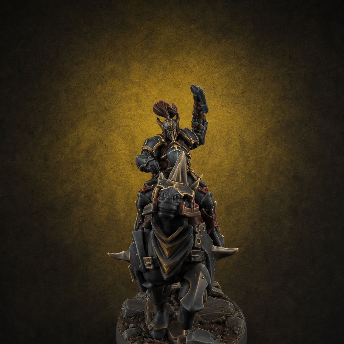 Fist Raised Triumphant War Stallion Warlord E — painted concept preview (miniature supplied unpainted)