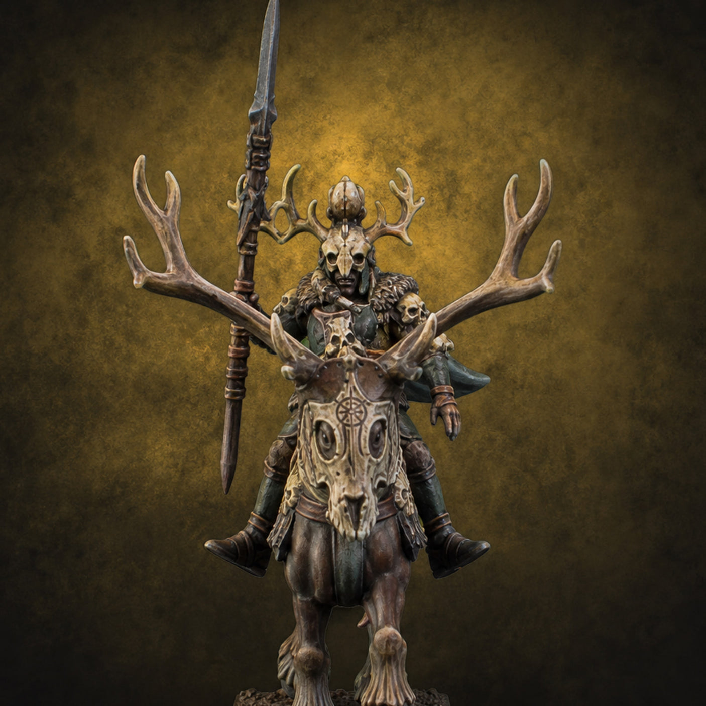 Antlered Cavalry Charging Wild Hunt Riders — painted concept preview (miniature supplied unpainted)