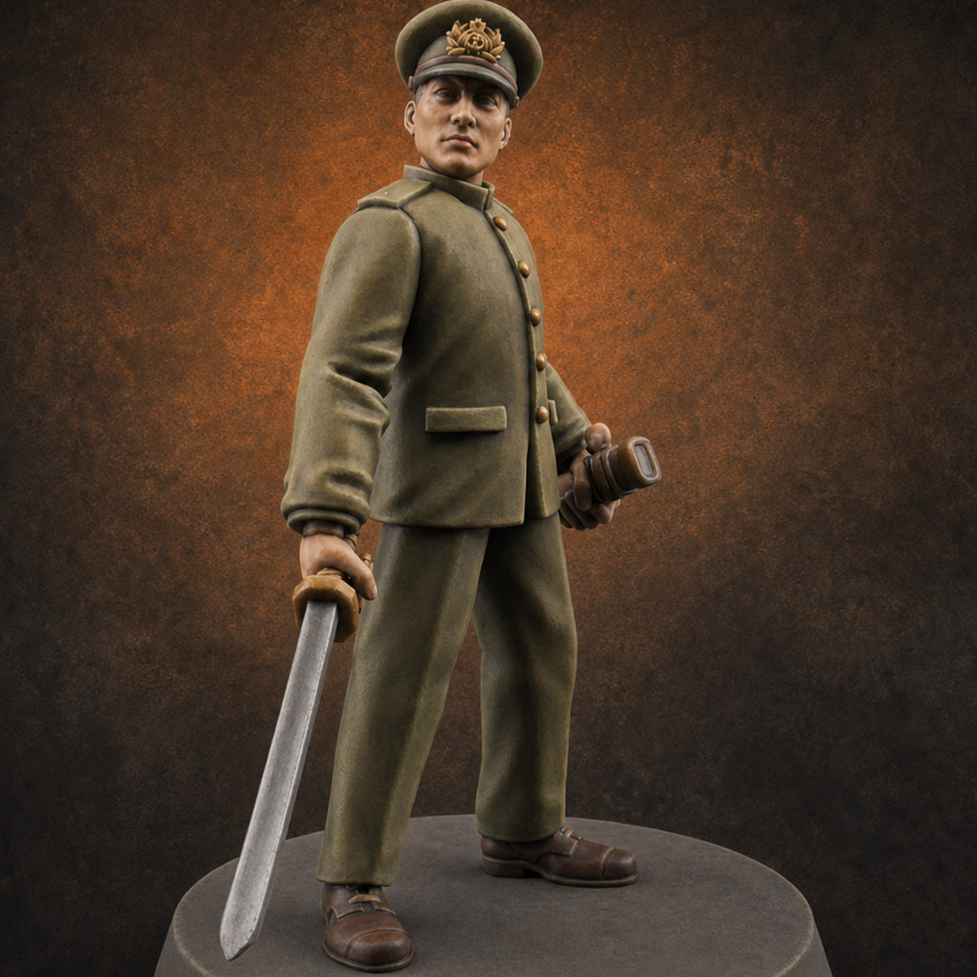 Weird War Japanese Officers A — painted concept preview (miniature supplied unpainted)