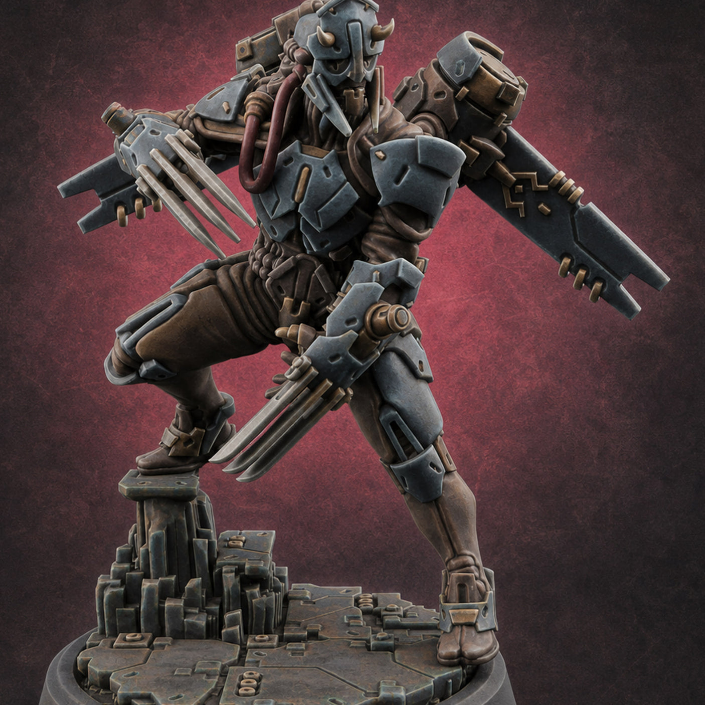 Gun Toting Leaping Warforged Trooper A — painted concept preview (miniature supplied unpainted)