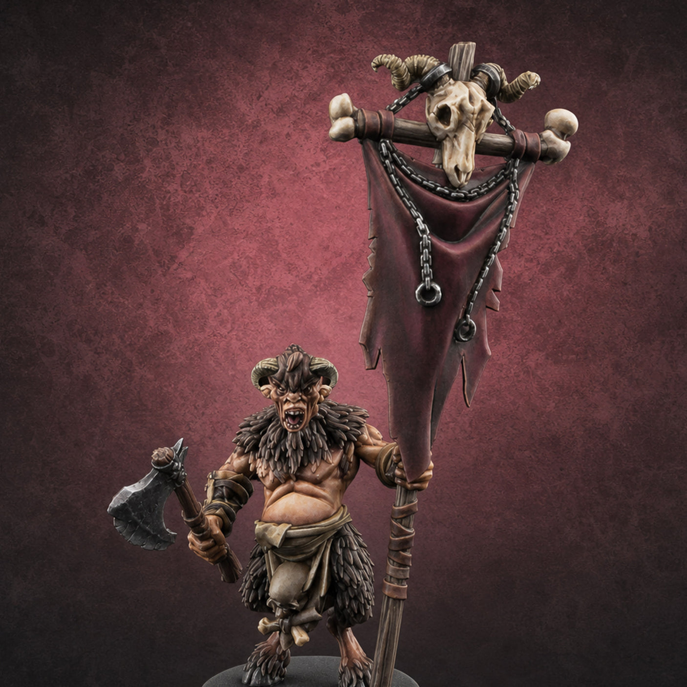 Horn Blowing Rally Satyr Warband H Miniature for Dungeons and Dragons, Pathfinder or other TTRPGs