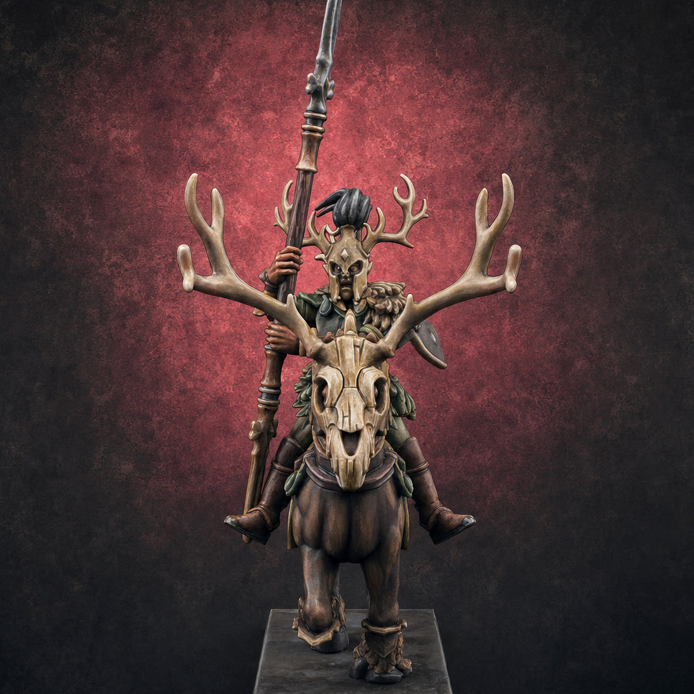 Antlered Cavalry Charging Wild Hunt Rider E — painted concept preview (miniature supplied unpainted)