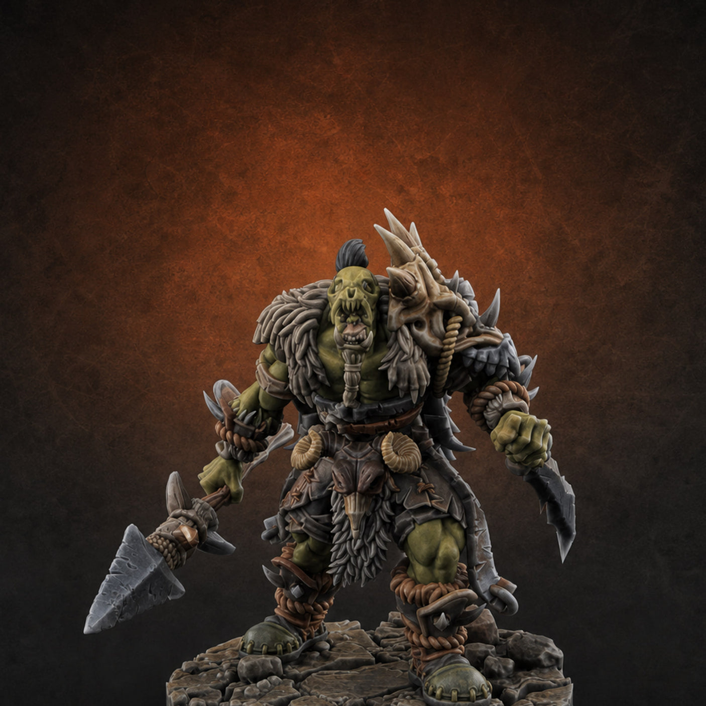 Spikes Bristling Aggressive Orc Hunters A — painted concept preview (miniature supplied unpainted)