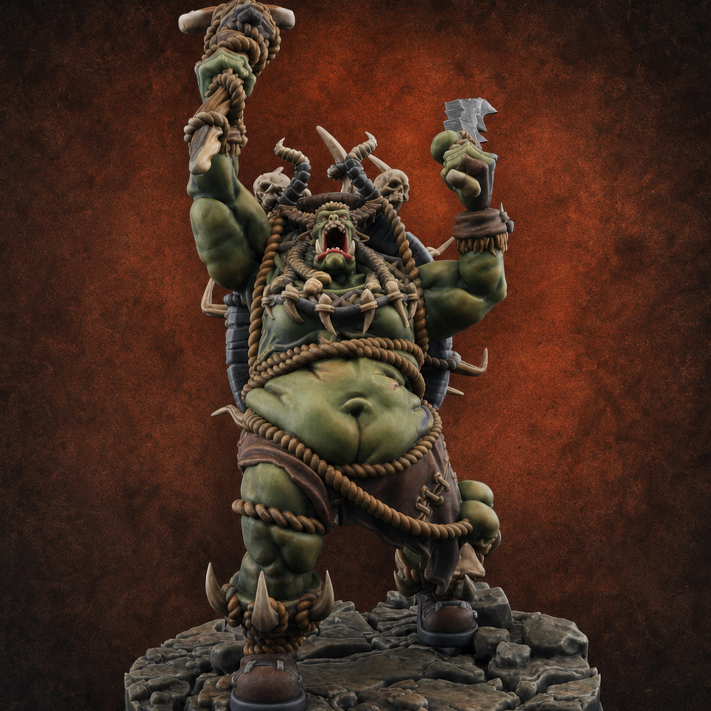 Horns Crowned Spellcasting Orc Shamen B — painted concept preview (miniature supplied unpainted)