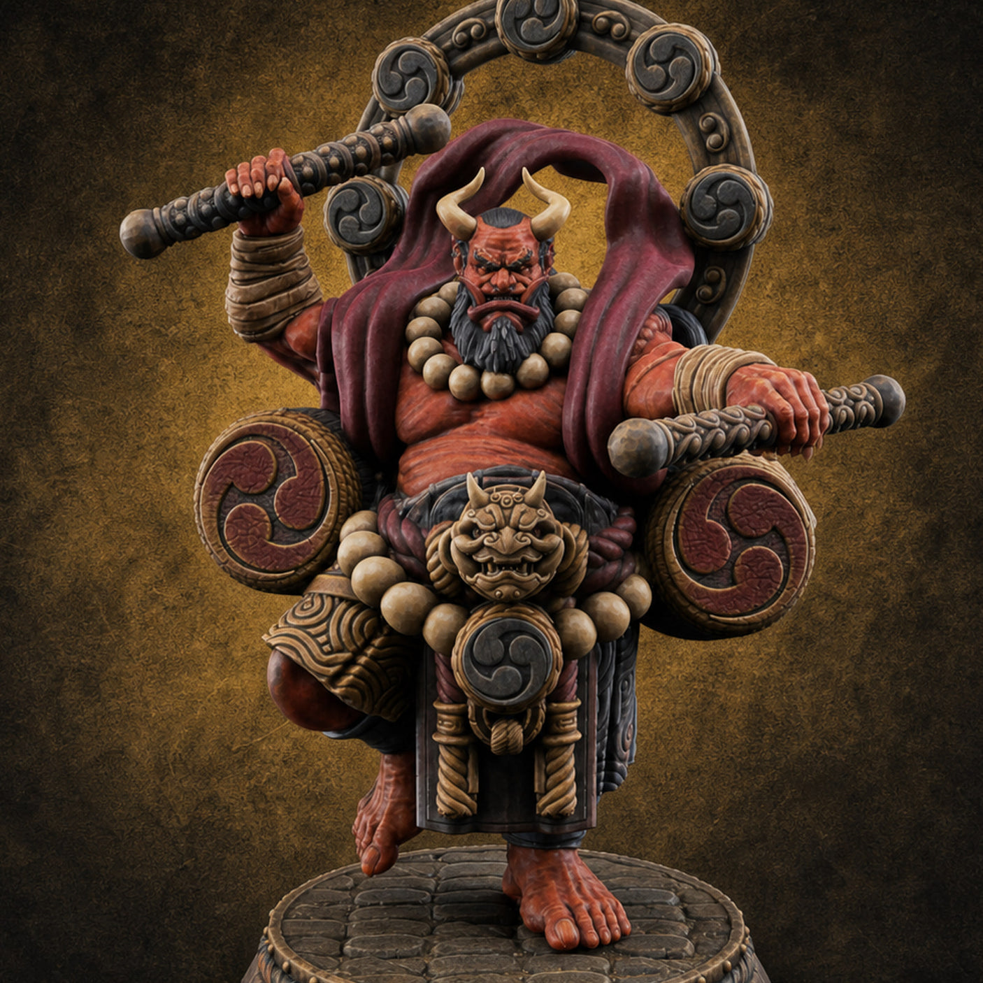 Turned Townsfolk Oni Fighters C — painted concept preview (miniature supplied unpainted)