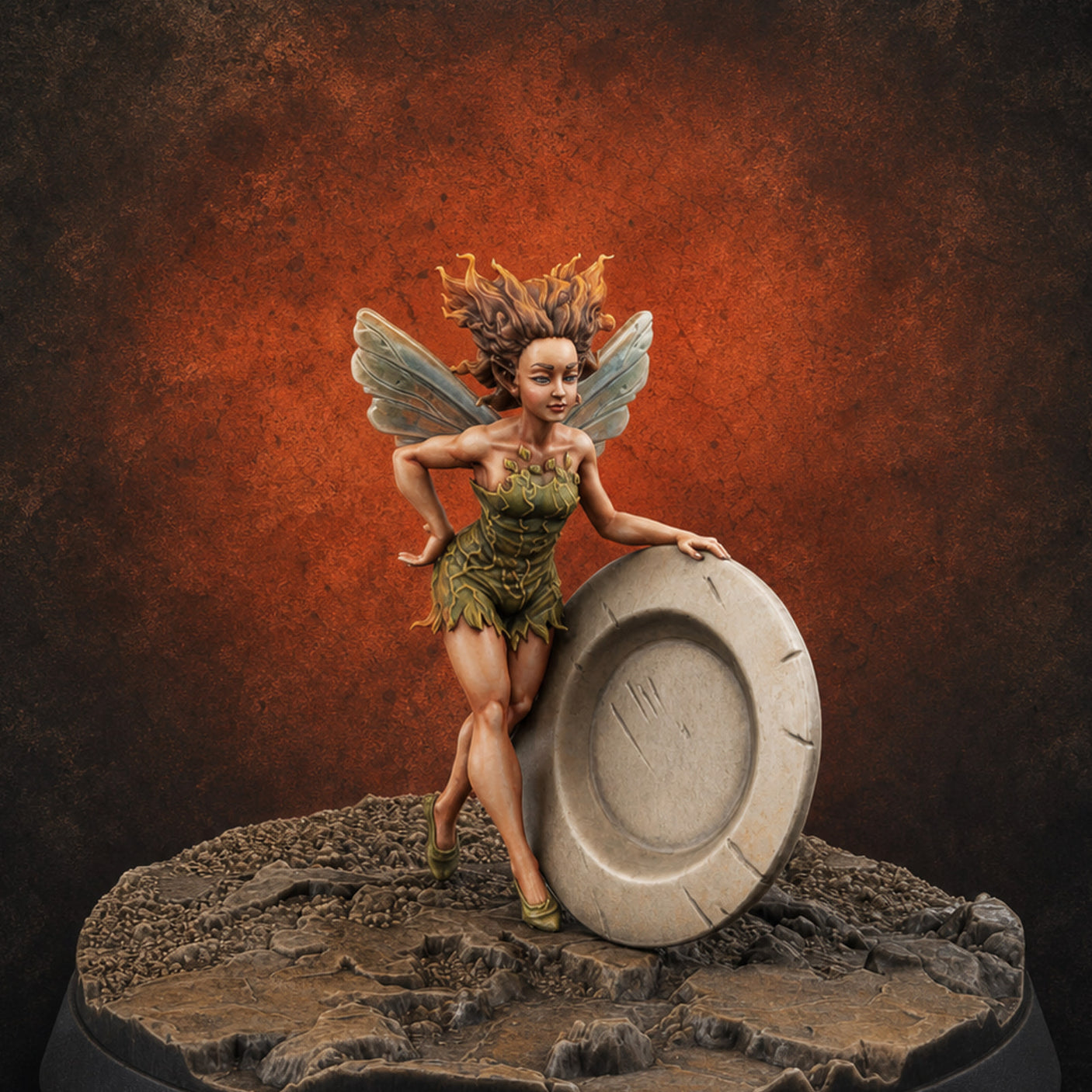 Perched On A Plate Pixie Miniature for Dungeons and Dragons, Pathfinder or other TTRPGs