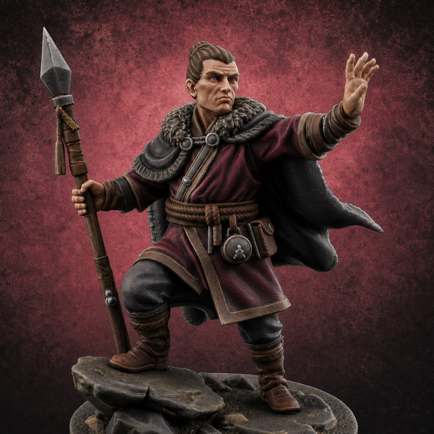 One Arm Raised Proclaiming Human Warlord — painted concept preview (miniature supplied unpainted)