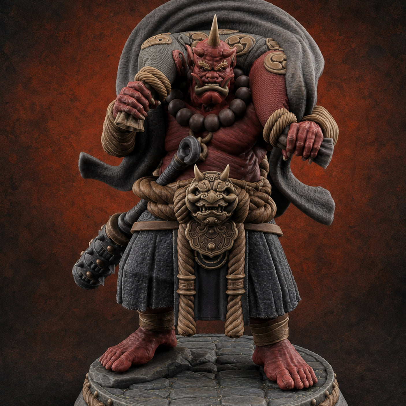 Turned Townsfolk Oni Fighters A — painted concept preview (miniature supplied unpainted)
