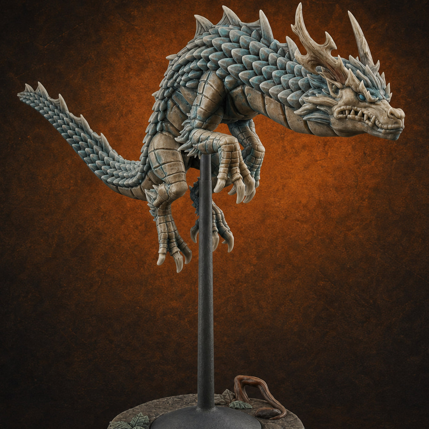 Perched And Calm Spirit Dragons B — painted concept preview (miniature supplied unpainted)