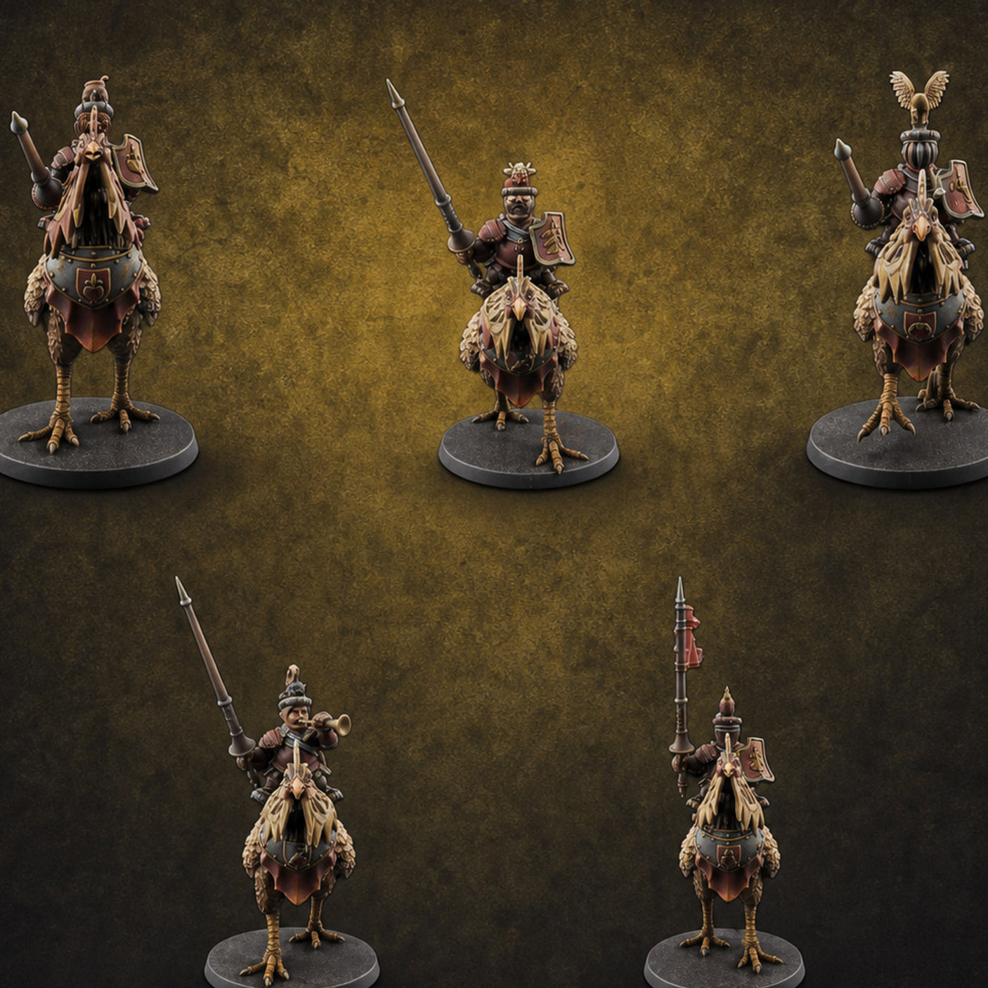Regally Mounted Halfling Chicken Riders Miniature for Dungeons and Dragons, Pathfinder or other TTRPGs