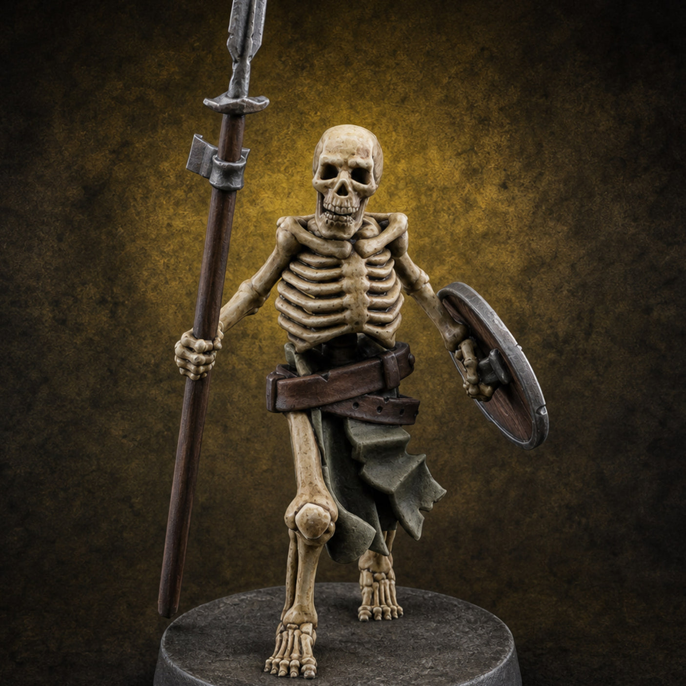 Shield And Spear Standing Skeleton Warrior — painted concept preview (miniature supplied unpainted)
